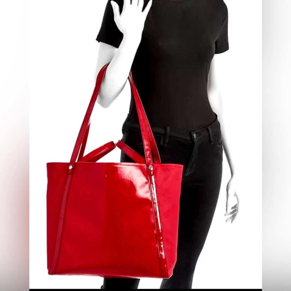 Rag & Bone Jet Tote Coated Canvas Vibrant Poppy Red Casual Travel Large Shoulder